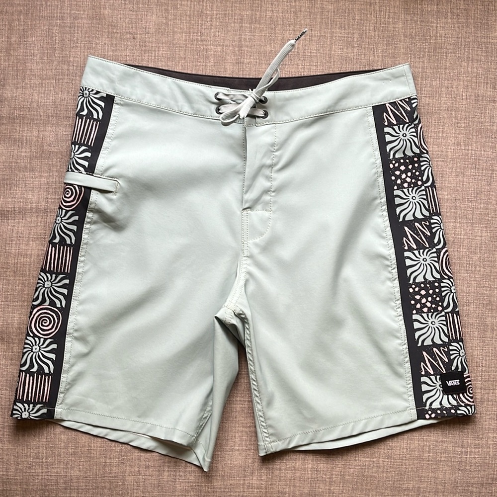 Vans Swim Trunk Shorts Mint Green Quick Dry Size 31